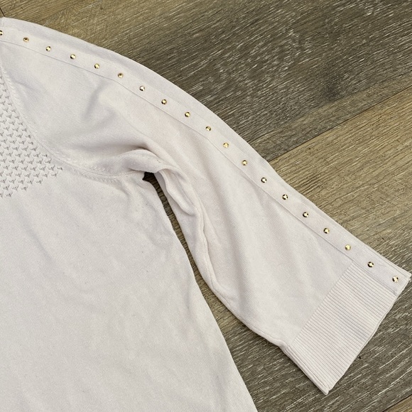 7th Avenue Design Studio New York & Company Studded White Sweater w/Open Knit XL - Picture 7 of 8